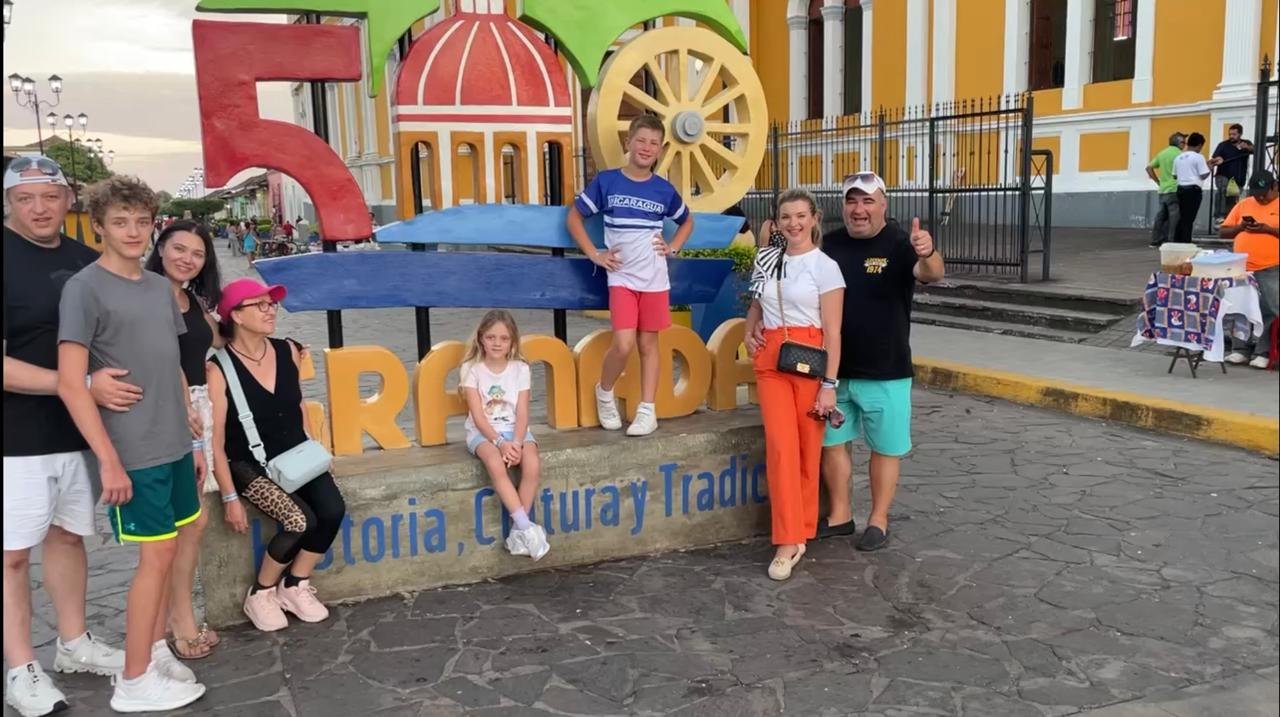 Travelers visiting colorful Granada during a Nicaragua day tour